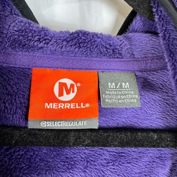 Merrell Purple Fuzzy Plush Full Zip Jacket Hooded Thumb Holes Outdoor Hiking M - Picture 12 of 12